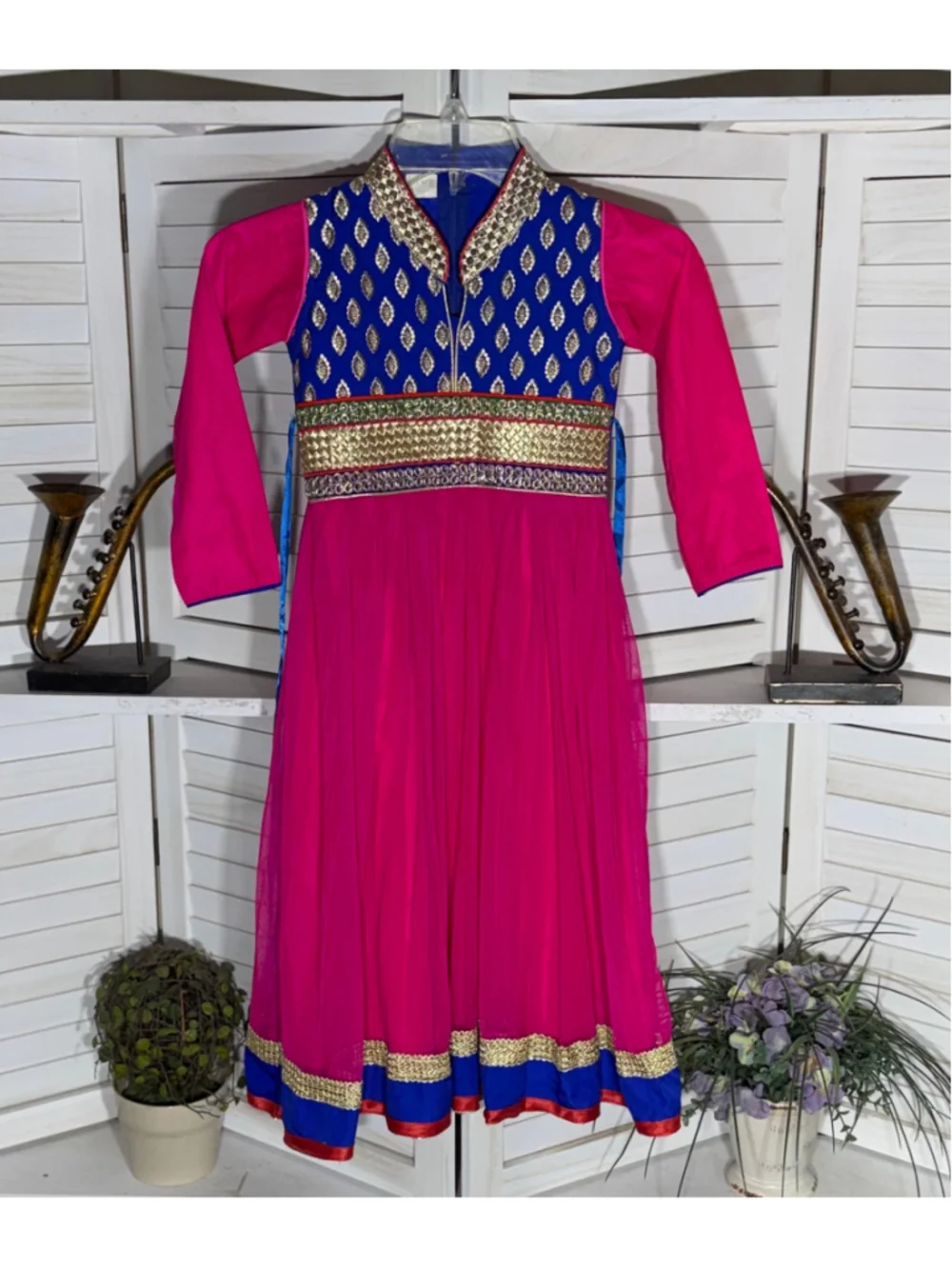 Vintage Ararkali Dress blue and magenta child's costume Disney princess Jasmin M